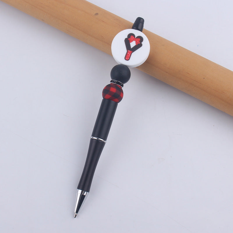 Wholesale  handmade beaded pen DIY creative silicone teether English letter  ballpoint pen