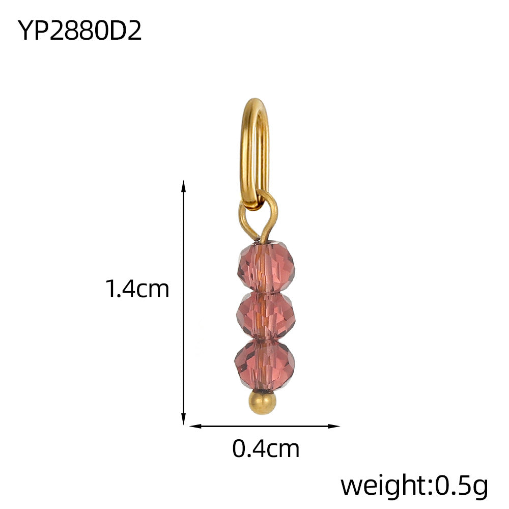 Wholesale Stainless steel with oval circle three beads beaded DIY pendant