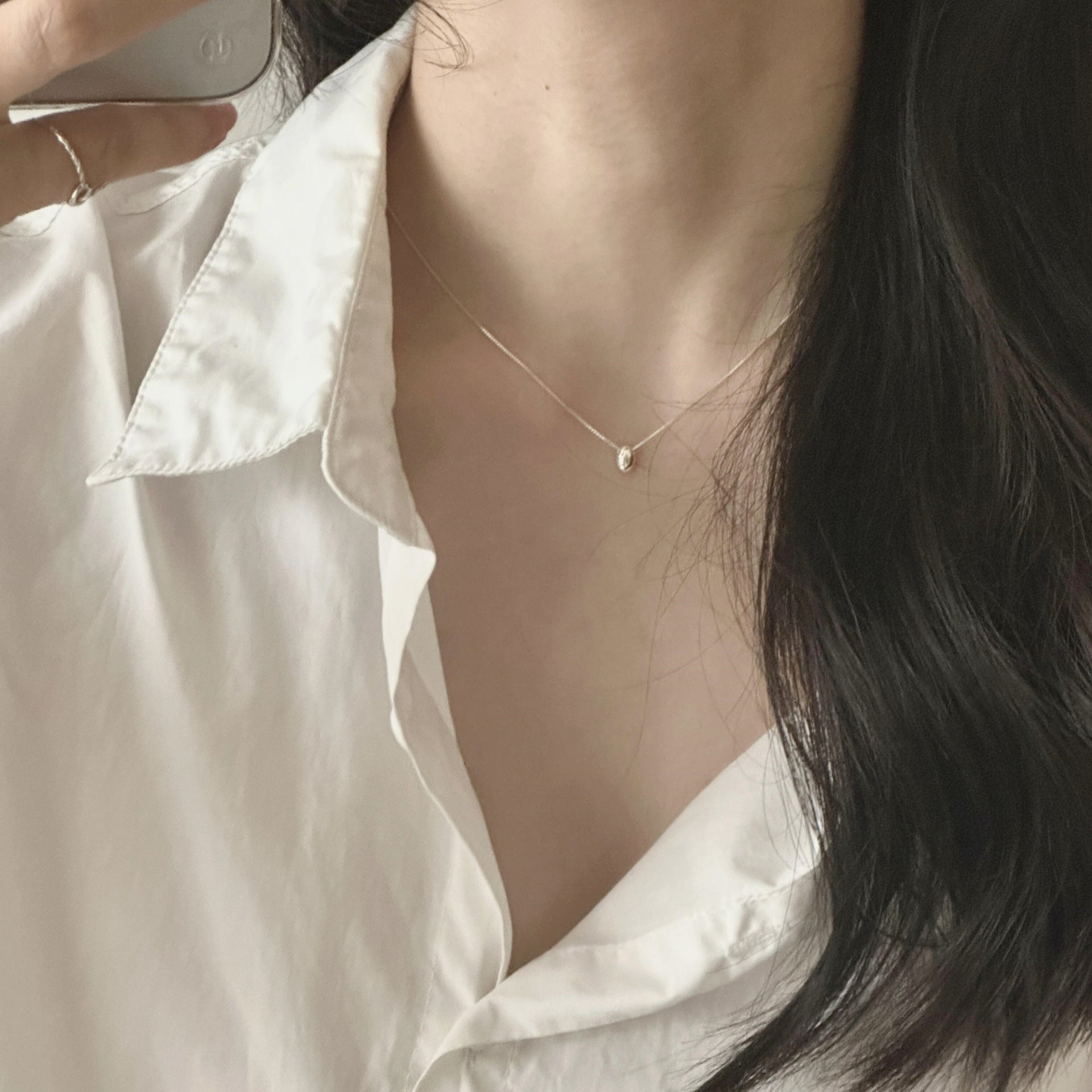 Wholesale Japanese Normcore Style Silver-Plated Necklace Chic Clavicle Chain for Boutique Resale