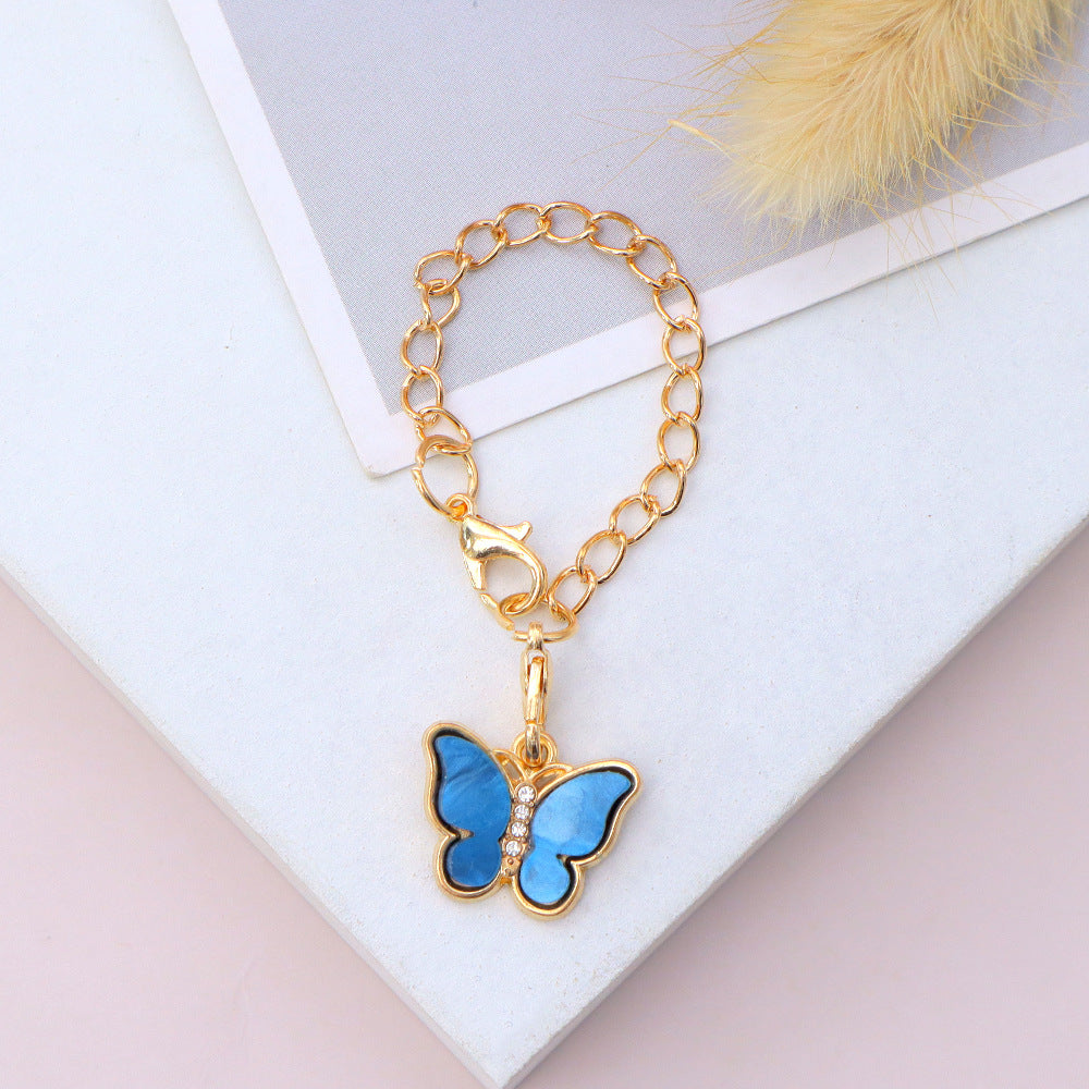 Wholesale Cute Butterfly Keychain Metal Electroplated Bag Charm for Gifts