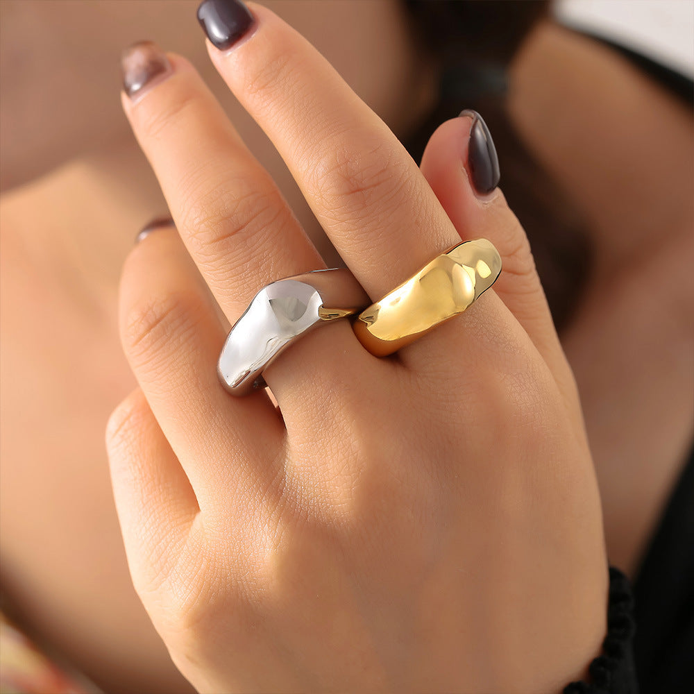 Wholesale Square Geometric Stainless Steel PVD Plated 18K Gold Ring