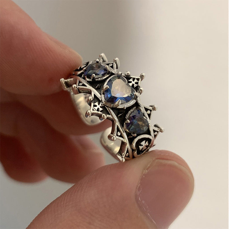 Wholesale Cross Heart Diamond Open Adjustable Ring ACC-RS-YiRong005