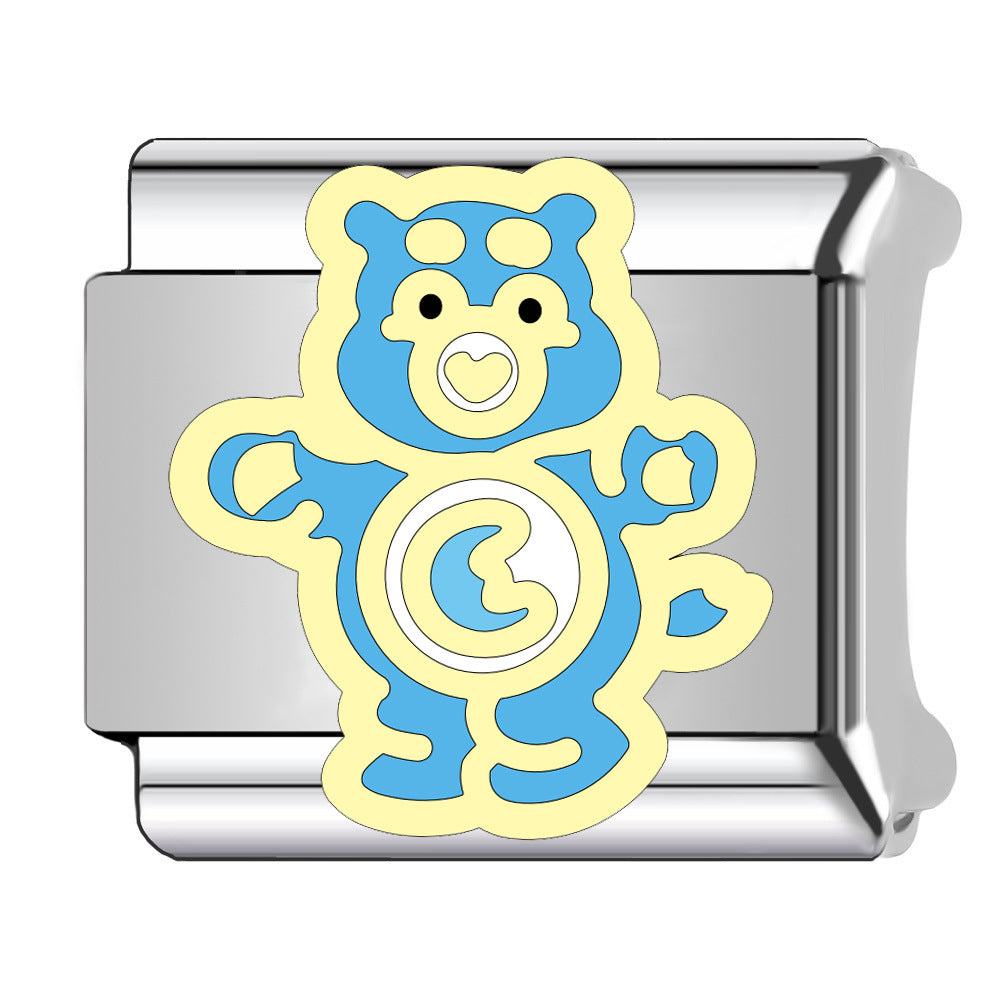 Wholesale Italian Charm Bracelet 9mm DIY Cartoon bear   Creative Stainless Steel Composable Bracelet