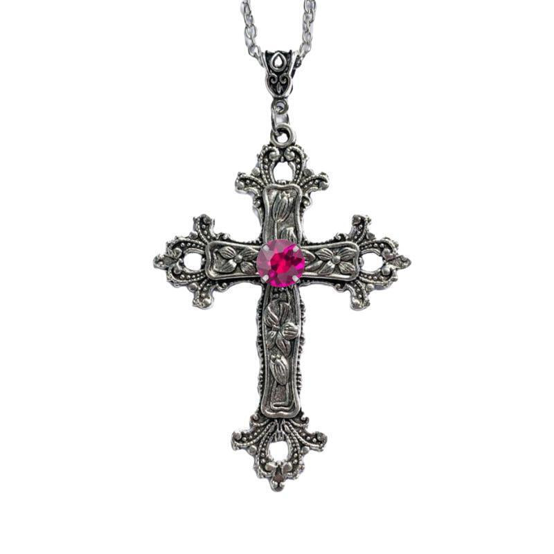 Wholesale Creative Flower Pattern Cross Diamond Necklace