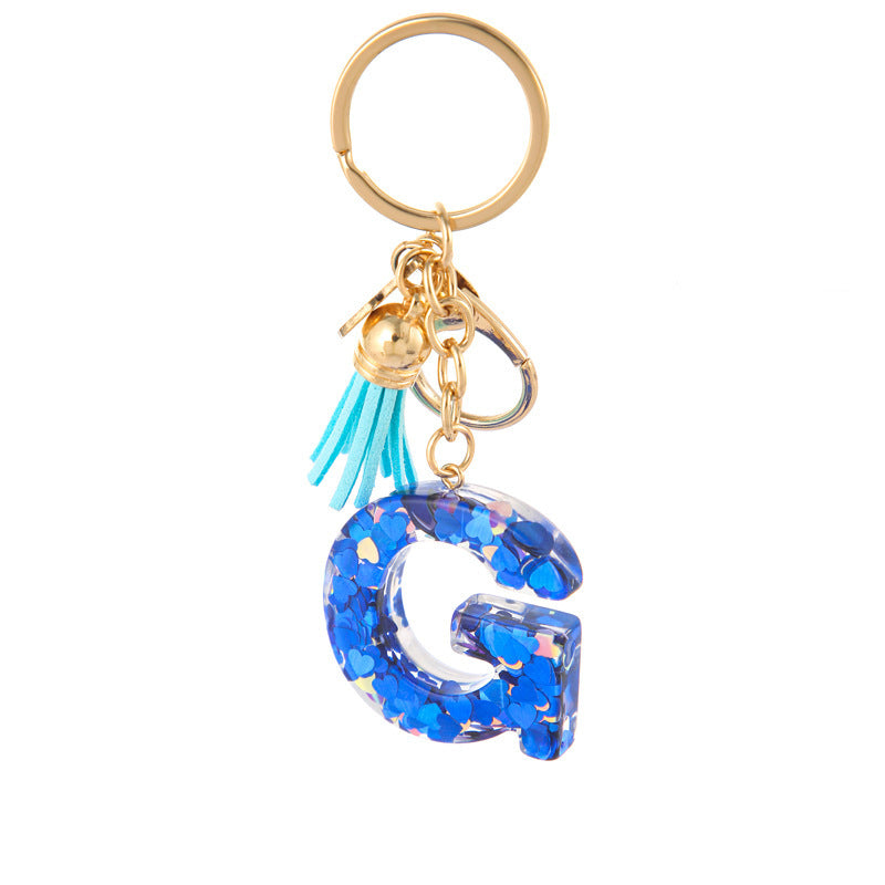 Wholesale Resin blue heart butterfly letter keychain
