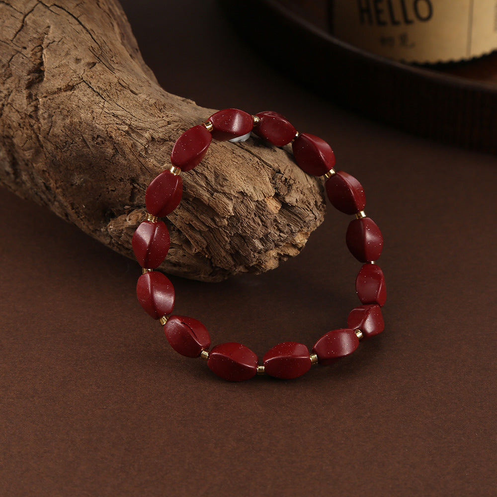 Wholesale Simple Natural Cinnabar Single Circle Bracelet