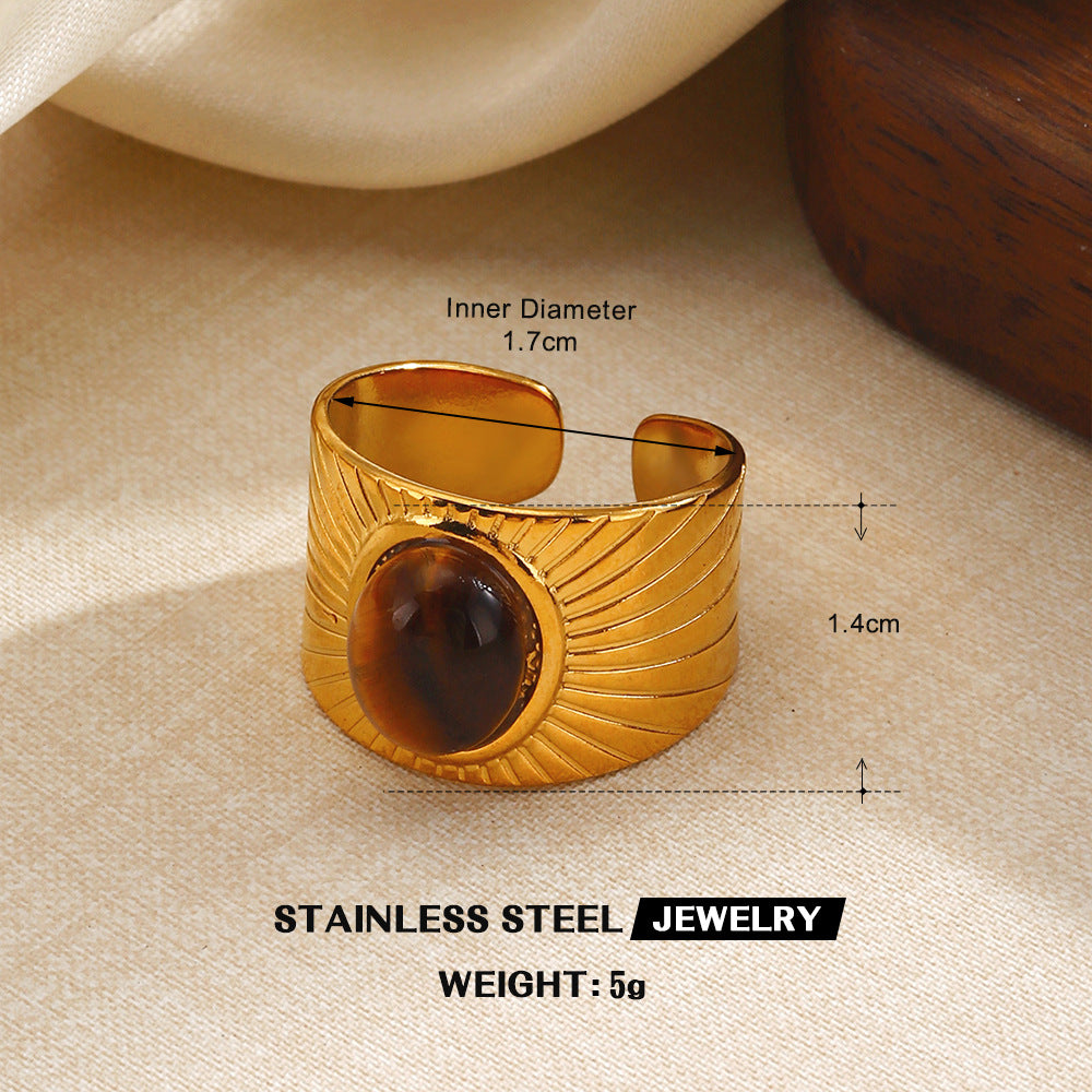Wholesale Premium Vintage Style Tiger' s Eye Stainless Steel Ring