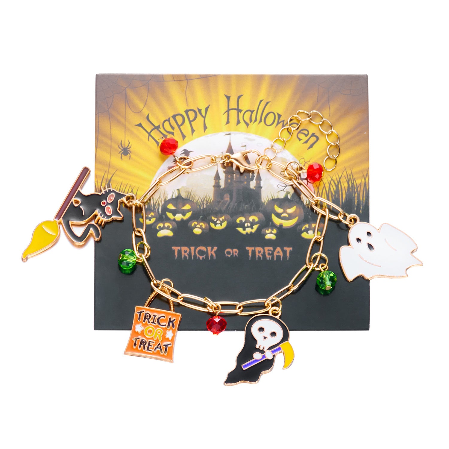 Wholesale Alloy Electroplated  Bracelet with Pumpkin Bat  Web Ghost Pendants - Stylish Jewelry Accessory for Unisex