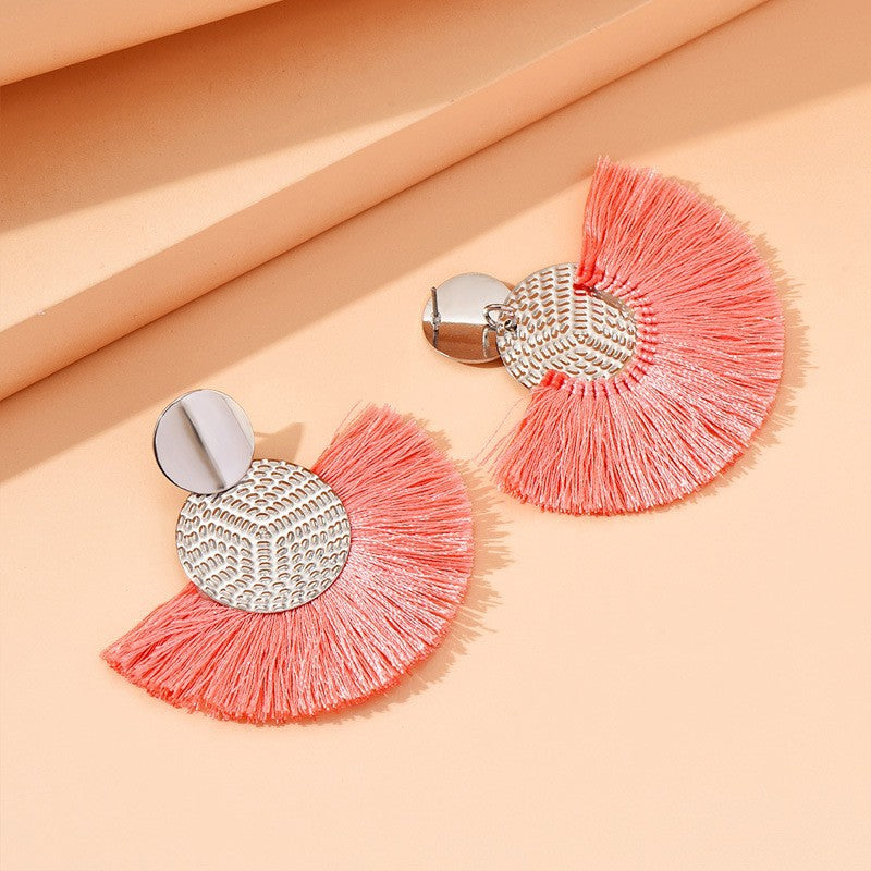 Wholesale  Handmade fan-shaped tassels Earrings Bohemian Style Earrings
