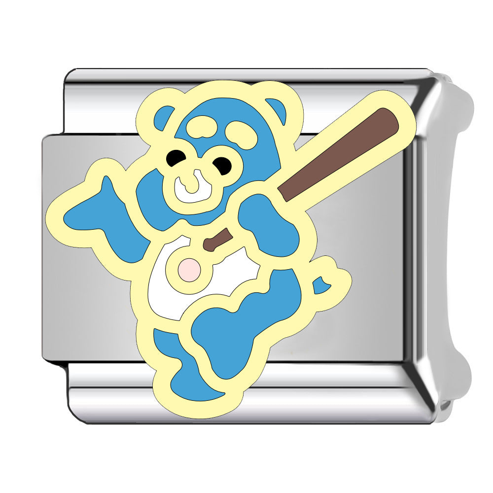 Wholesale Italian Charm Bracelet 9mm DIY Cartoon bear   Creative Stainless Steel Composable Bracelet