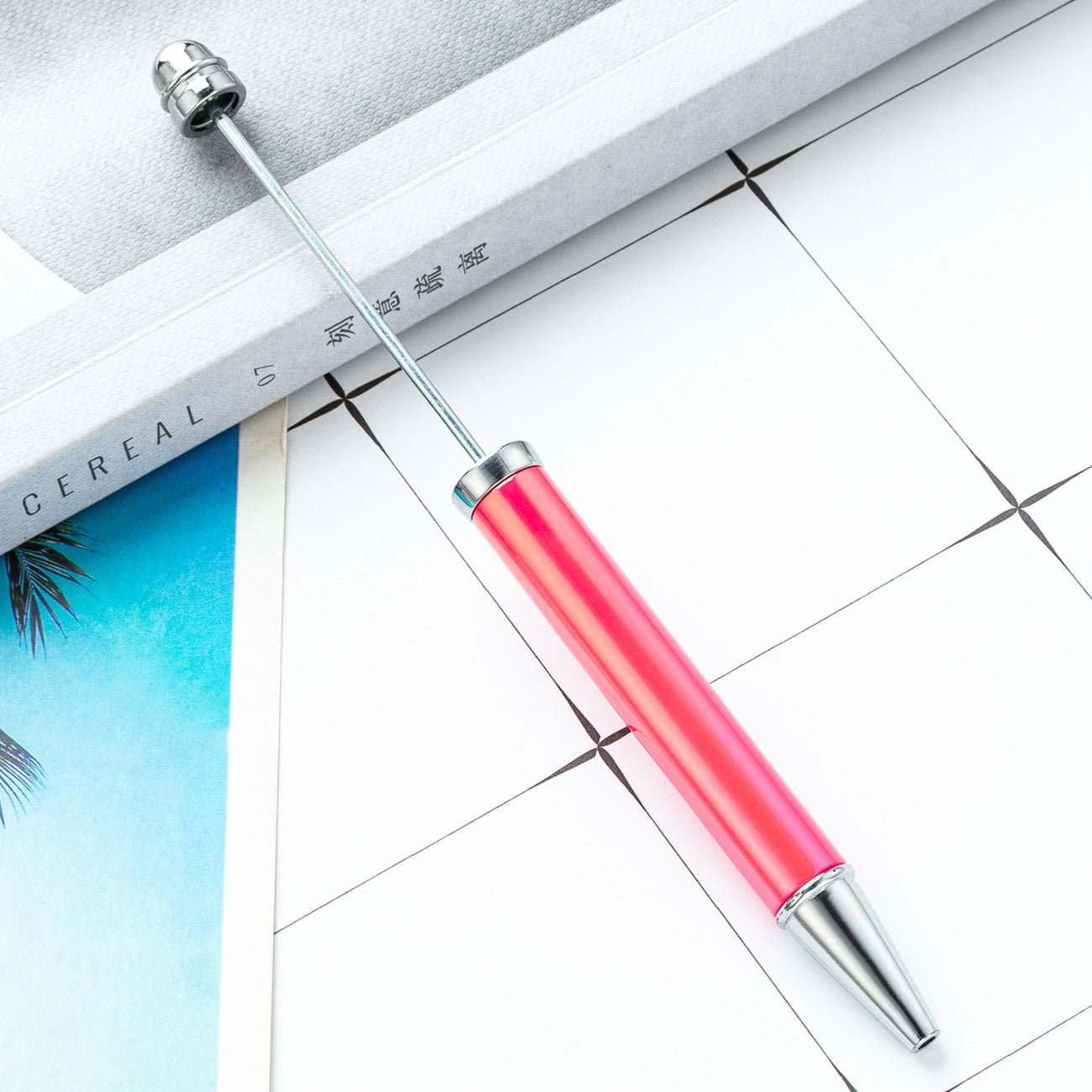 Wholesale Beadable Pens UV Electroplating Color Plastic DIY Beaded Pens Solid Color Pens