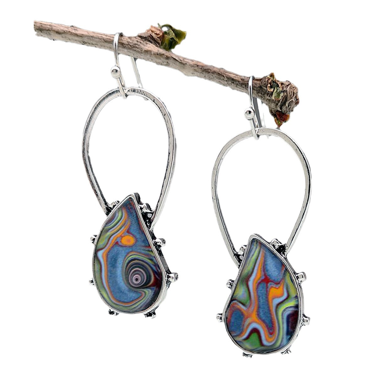 Wholesale Bohemian Style Colorful Agate Glass Earrings