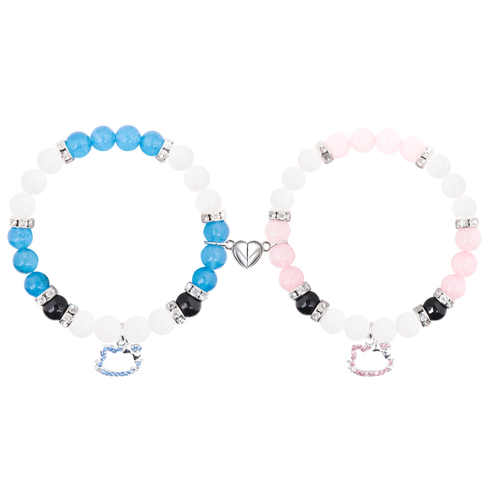 Wholesale Couple bracelet love heart magnetic suction buckle natural opal beaded bracelet