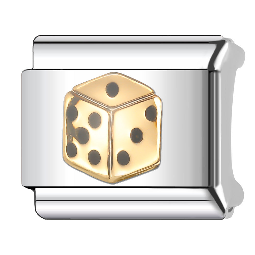 Wholesale Italian Charm Bracelet 9mm DIY Splicing Gold Series Stainless Steel Composable Bracelet