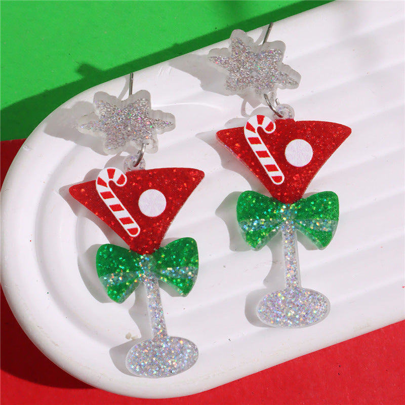 Wholesale Christmas  Color  House Sweater Bell Personalized Acrylic Earrings