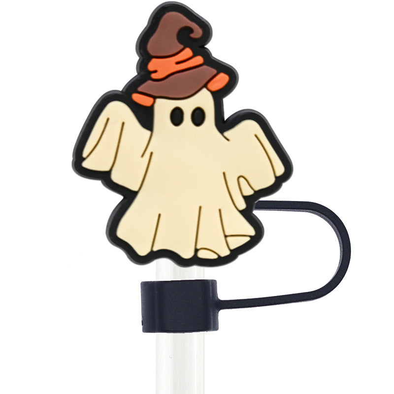 Wholesale Random 100pcs Halloween 10mm PVC Soft Straw Tube Cap ACC-SCR-RYY085