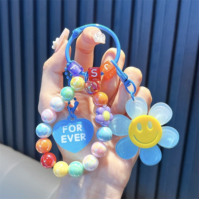 Wholesale Creative Acrylic Smiling Flower Keychain