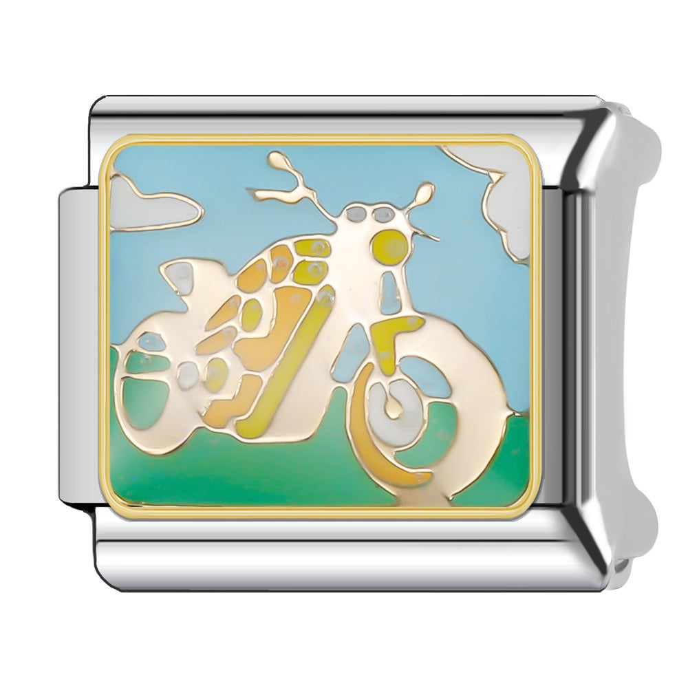 Wholesale Italian Charm Bracelet 9mm DIY Splicing Creative Pattern Stainless Steel Composable Bracelet