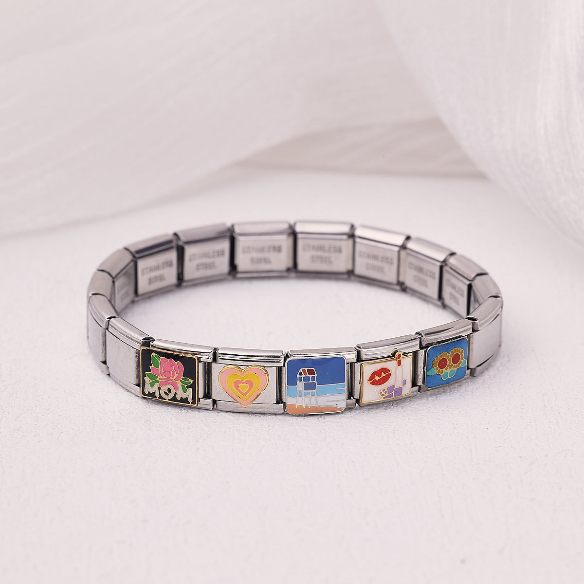 Wholesale Italian Charm Bracelet 9mm DIY Splicing Ocean Scenery Cartoon Stainless Steel Composable Bracelet