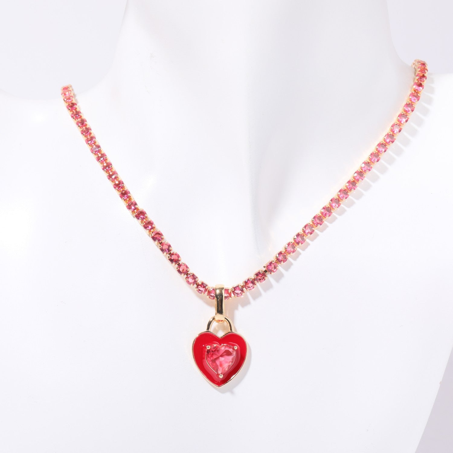 Wholesale titanium steel tennis chain colored zircon necklace emerald zircon light luxury necklace