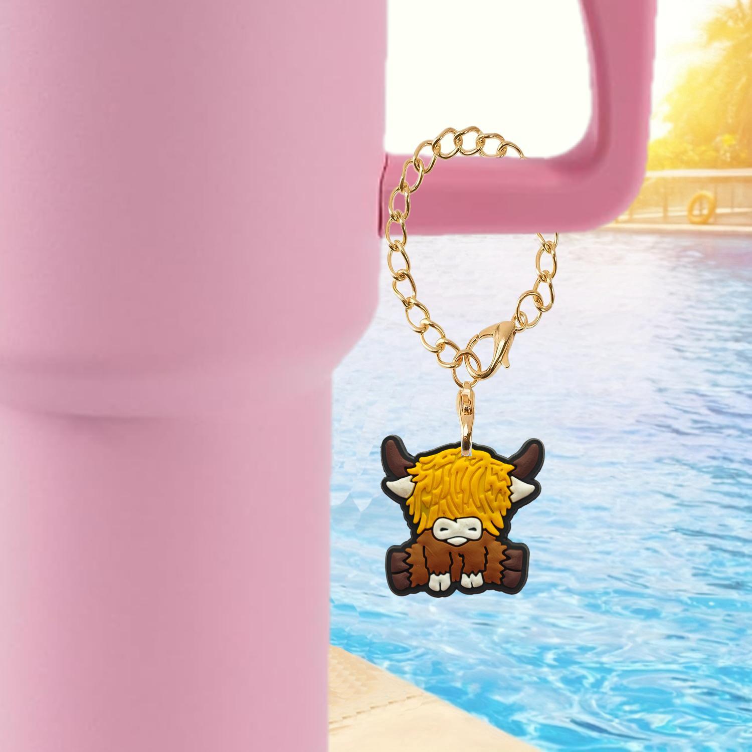 Wholesale West Highland Beef Soft Rubber Hanging Chain Cup Accessories Chain ACC-CA-XieJi006