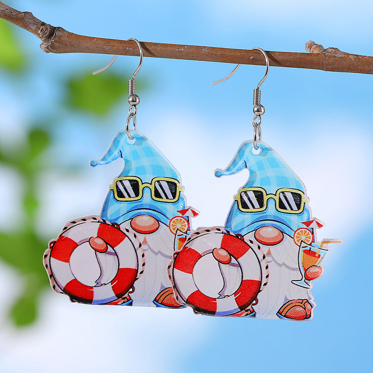 Wholesale Holiday style colorful sun watermelon juice acrylic letter earrings