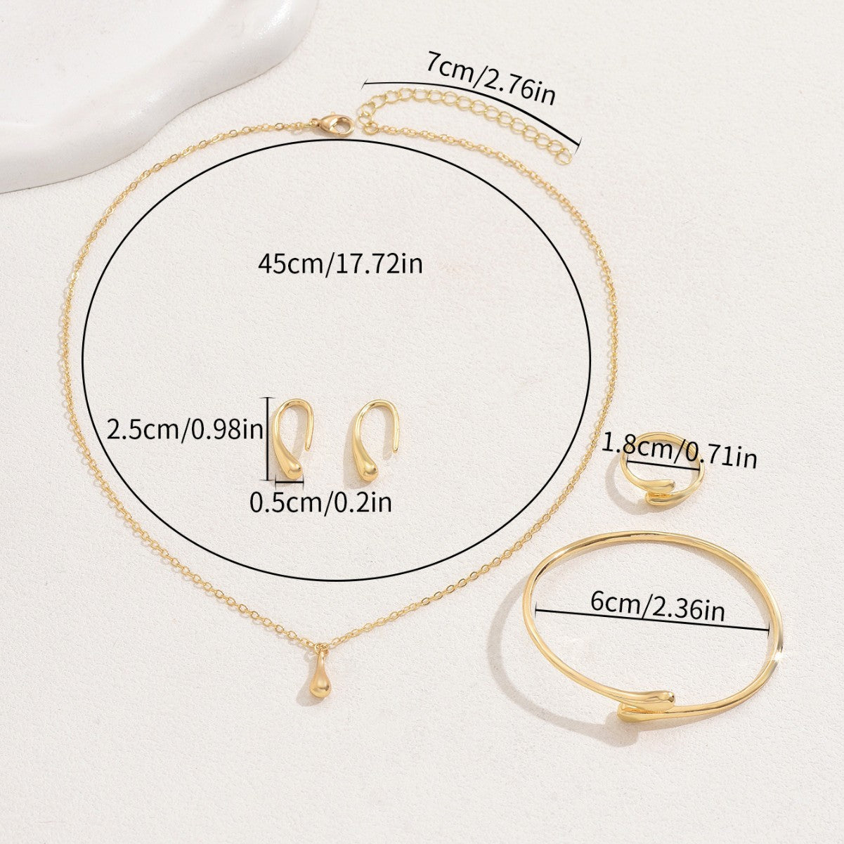 Wholesale  Water Drop Design Ring Distinctive Opening Adjusting Bracelet Necklaces