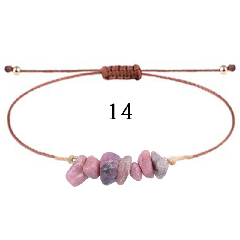 Wholesale  gravel bracelet irregular raw paraffin braided bracelet