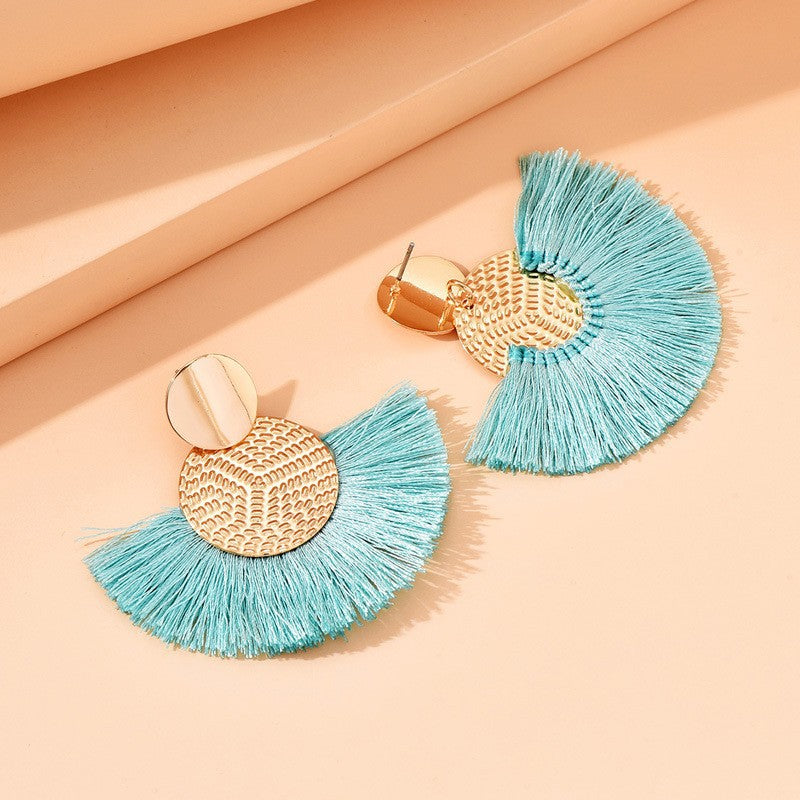 Wholesale  Handmade fan-shaped tassels Earrings Bohemian Style Earrings