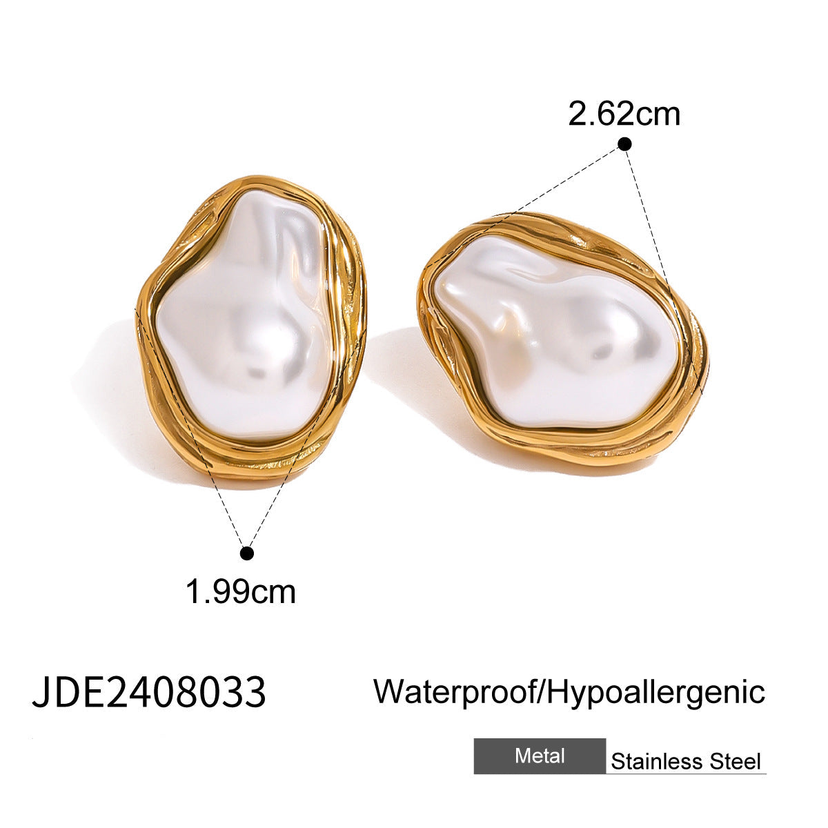 Wholesale Stainless Steel Pearl Necklace Pendant Exaggerated Niche Earrings