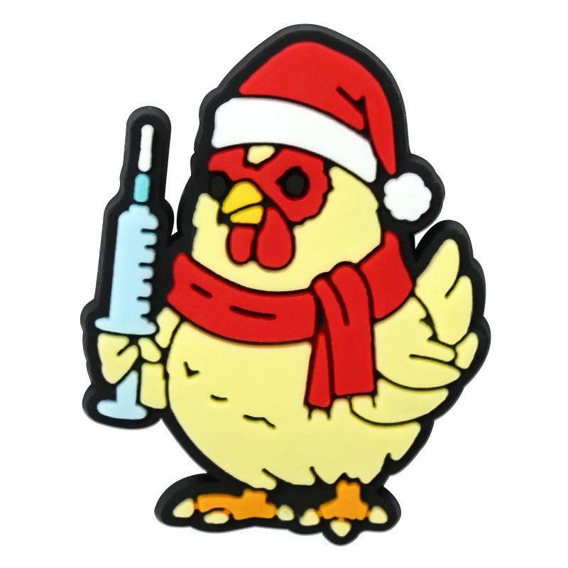 Wholesale  Random 100pcs Christmas animal-themed PVC Soft Rubber Shoe Buckle Decoration