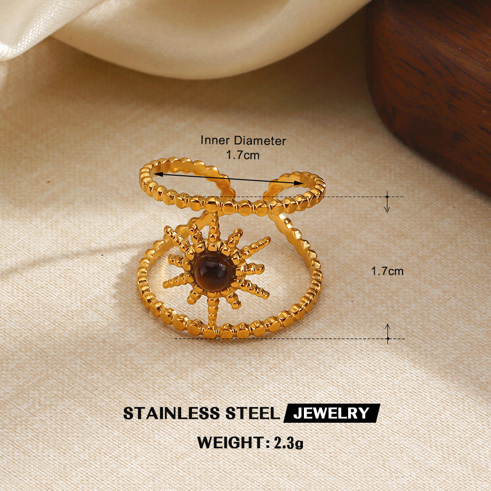 Wholesale Premium Vintage Style Tiger' s Eye Stainless Steel Ring