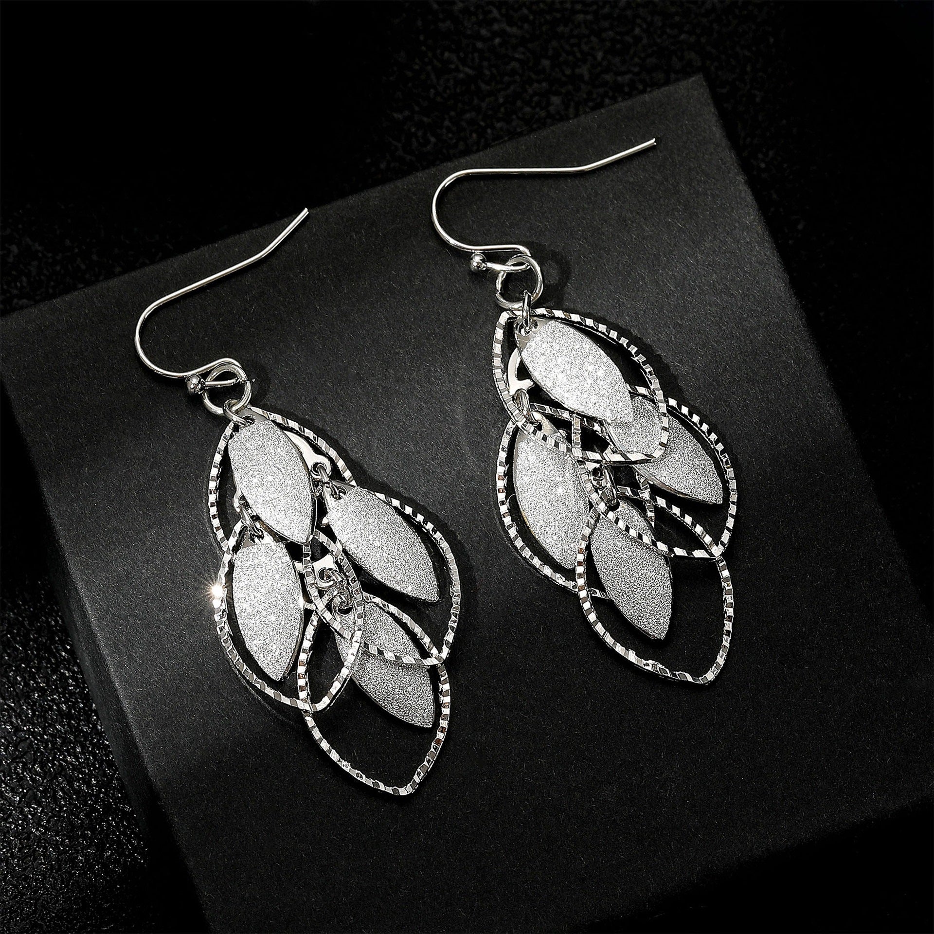 Wholesale personalized earrings light luxury frosted patch leaf earrings