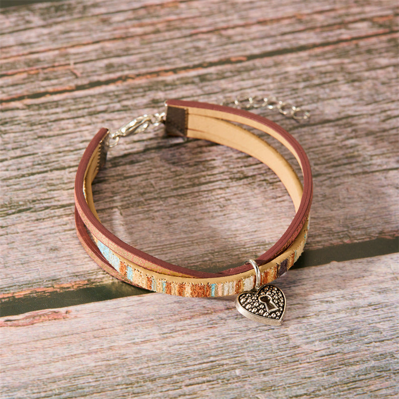 Wholesale Devil's Eye three-layer leather bracelet