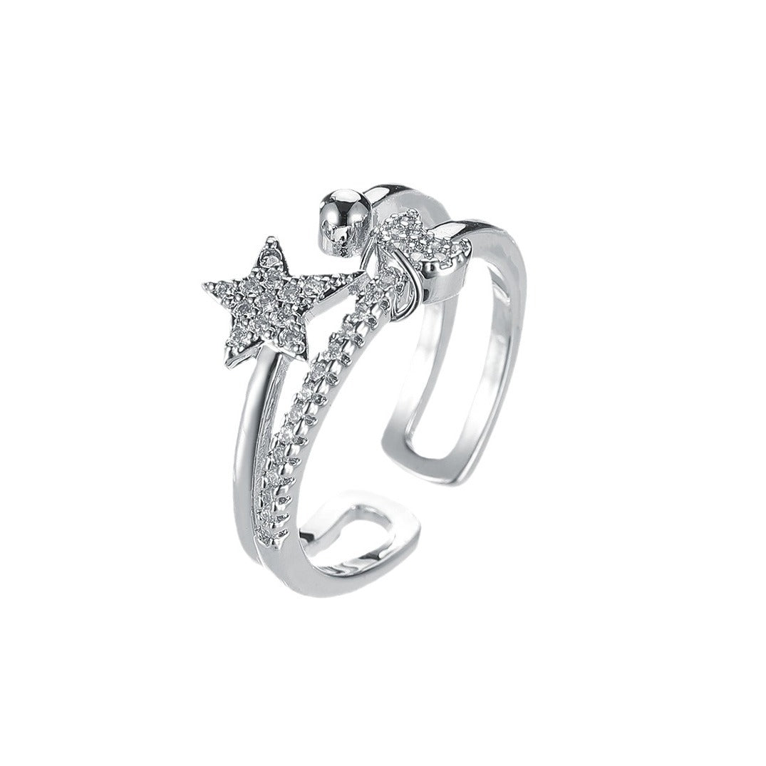 Wholesale  Star and Moon Ring Retro Open Ring