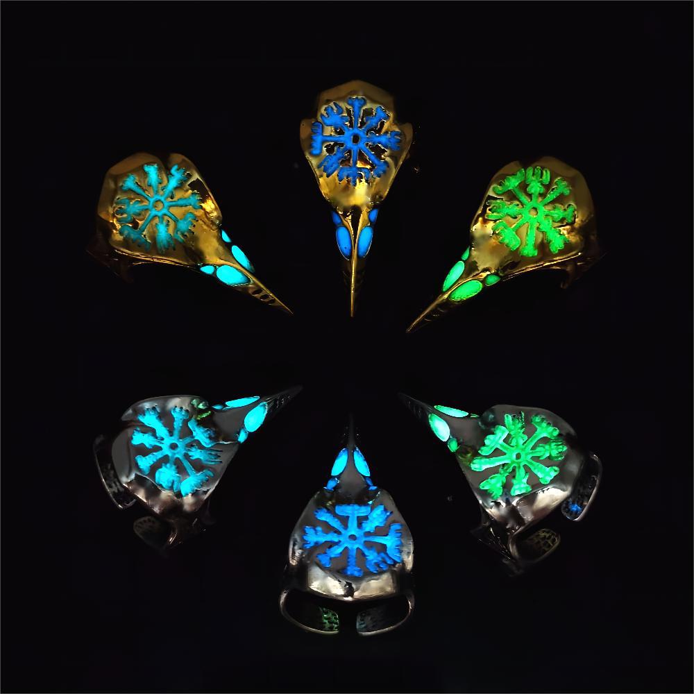 Wholesale  skull luminous ring Eagle mouth ring