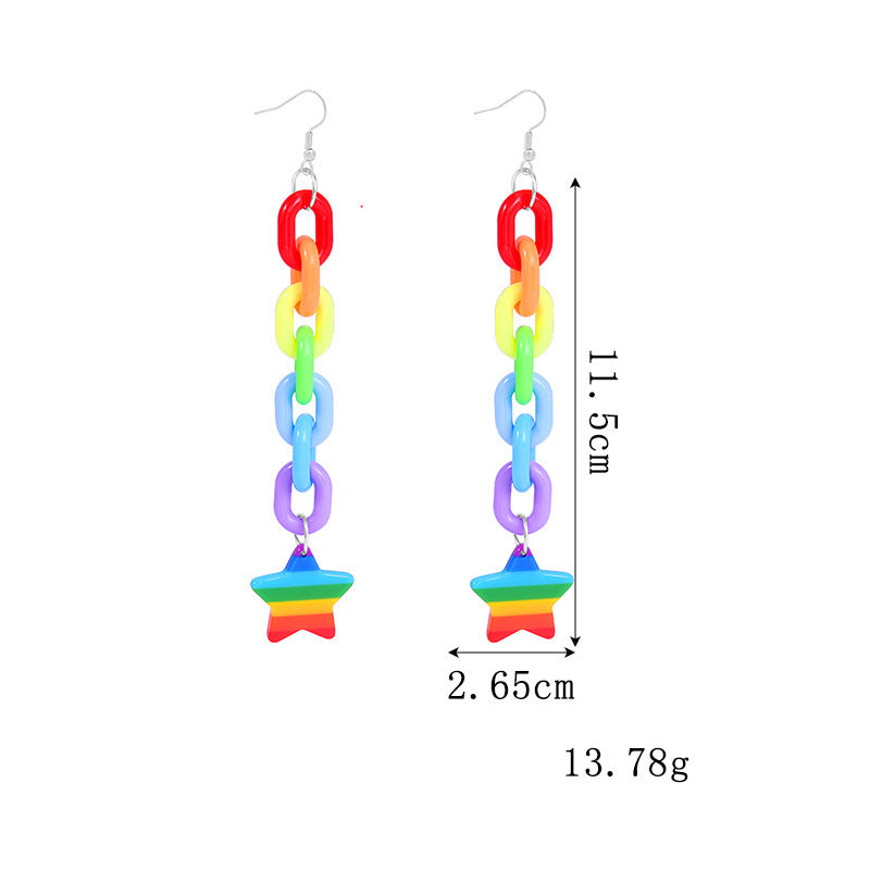 Wholesale LGBT Pride Month Rainbow Alloy Earrings ACC-ES-BinLi002