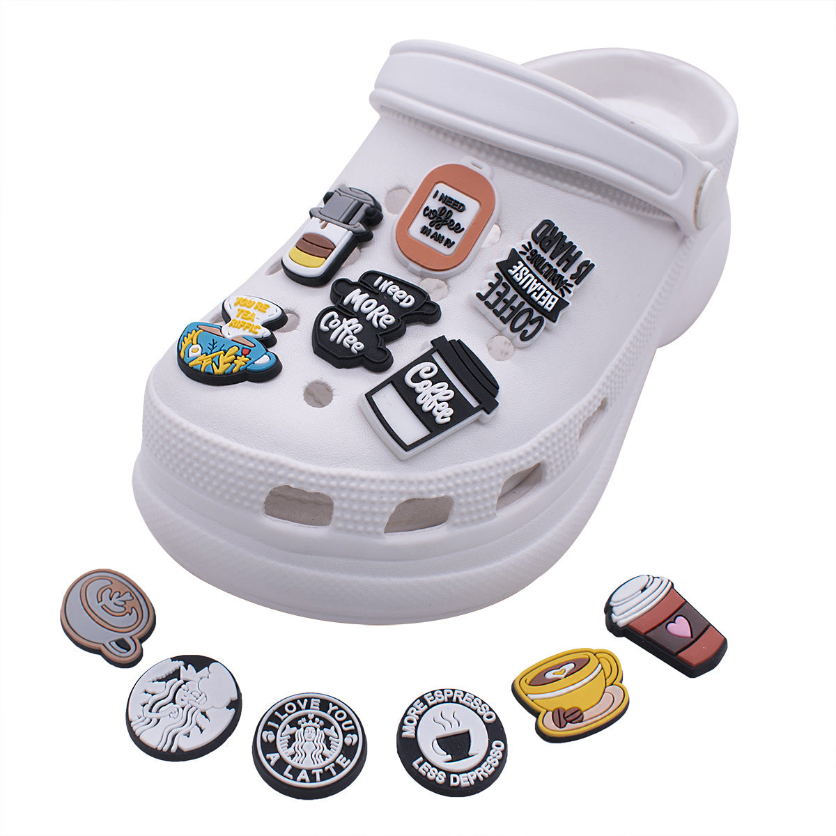 Wholesale Random 100pcs Coffee Series Shoes Accessories Shoes Charms