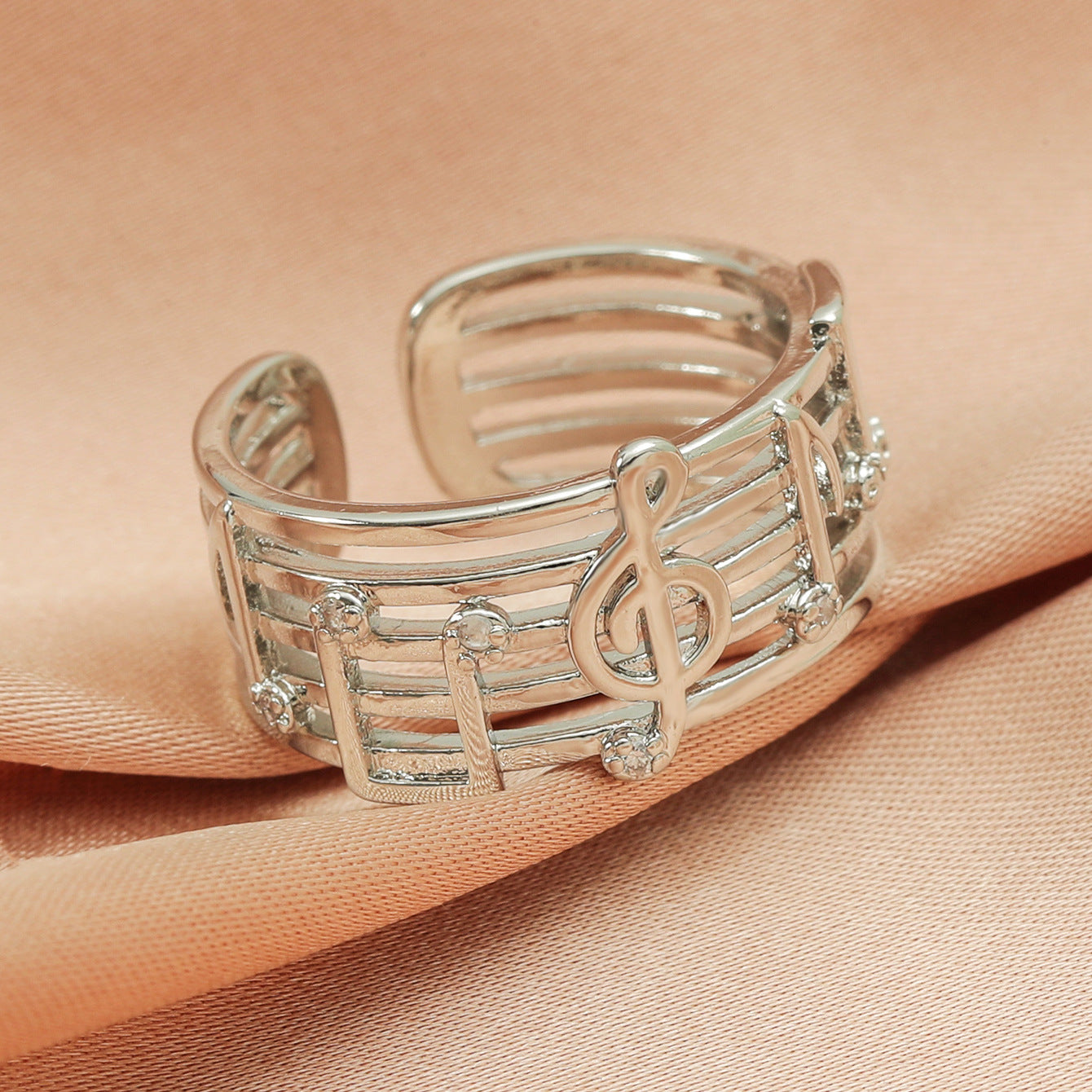 Wholesale Opening Adjustable Retro Metal Copper Note Hollow Ring