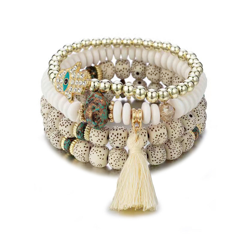 Wholesale Bohemian Evil Eye Palm Multilayer Beaded Bracelet ACC-BT-NaiHong001