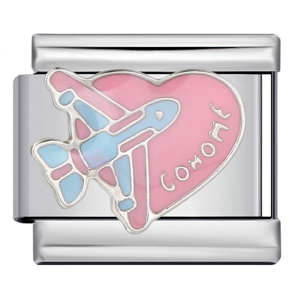 Wholesale Italian Charm Bracelet 9mm DIY Splicing Removable Colored Heart Stainless Steel Composable Bracelet