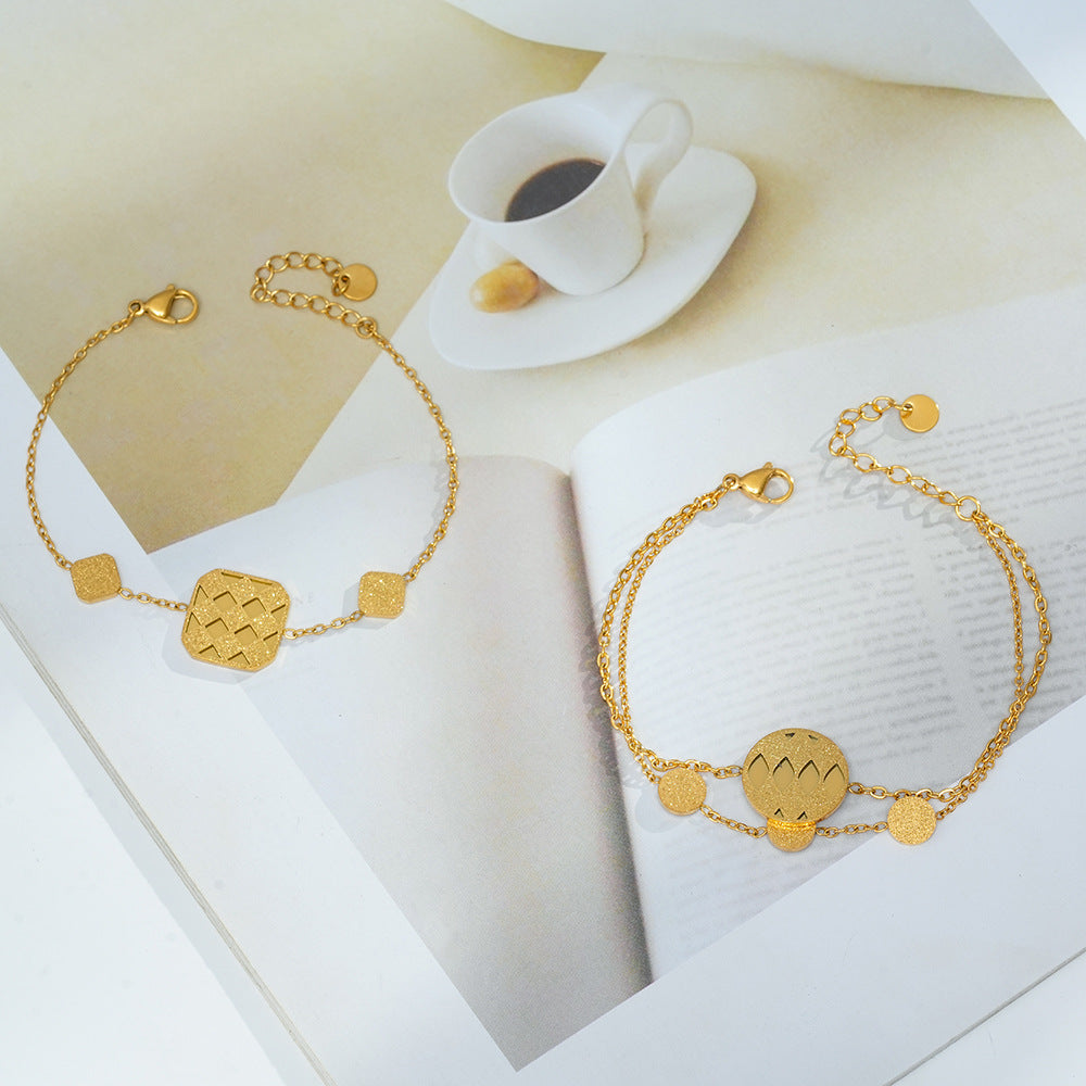 Wholesale European Style Matte Square Round Bracelet - Titanium Steel Electroplated Fashion Accessory