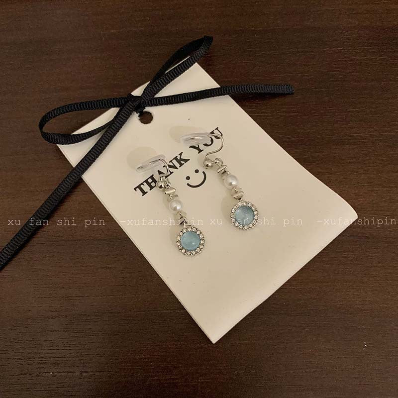Wholesale micro-inlaid aquamarine stud earrings