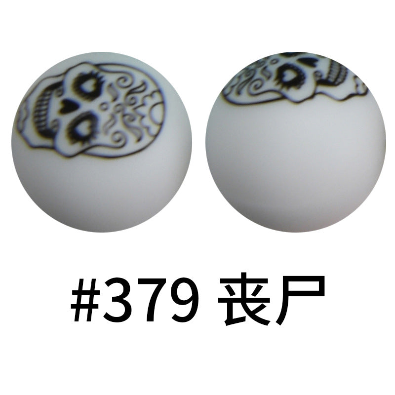 Wholesale 50pcs Western Style Leopard Skull Color Aztec Printed Silicone Balls Beads ACC-BDS-HeSheng003