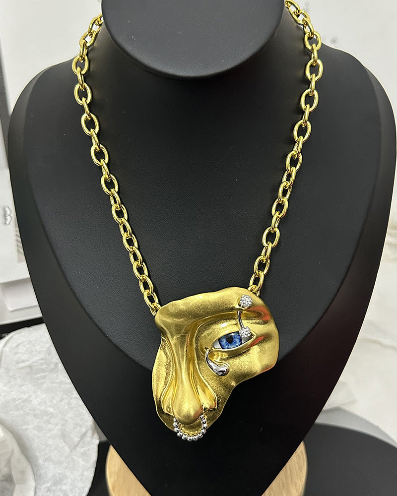 Wholesale exaggerated staring half face mask pendant necklace