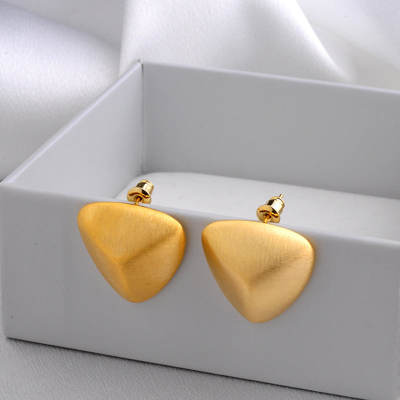 Wholesale  brushed frosted ball triangle earrings