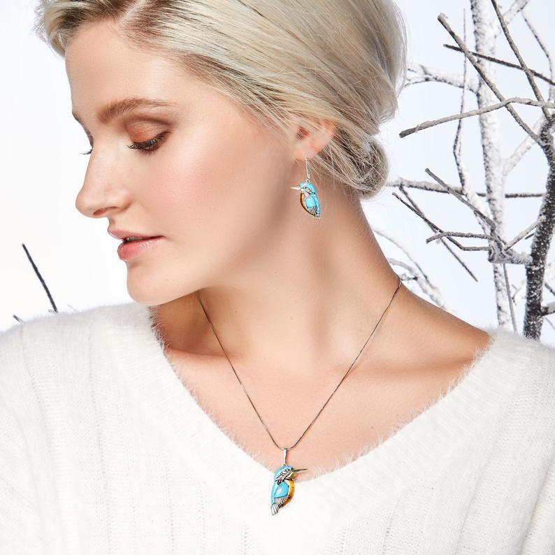 Wholesale  retro personality turquoise bird necklace fashion Nature style bird jewelry