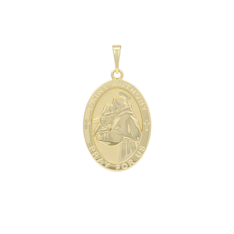 Wholesale Geometric Round Portrait Pendant Simple Personalized Gold-Tone Jewelry Accessory Gift