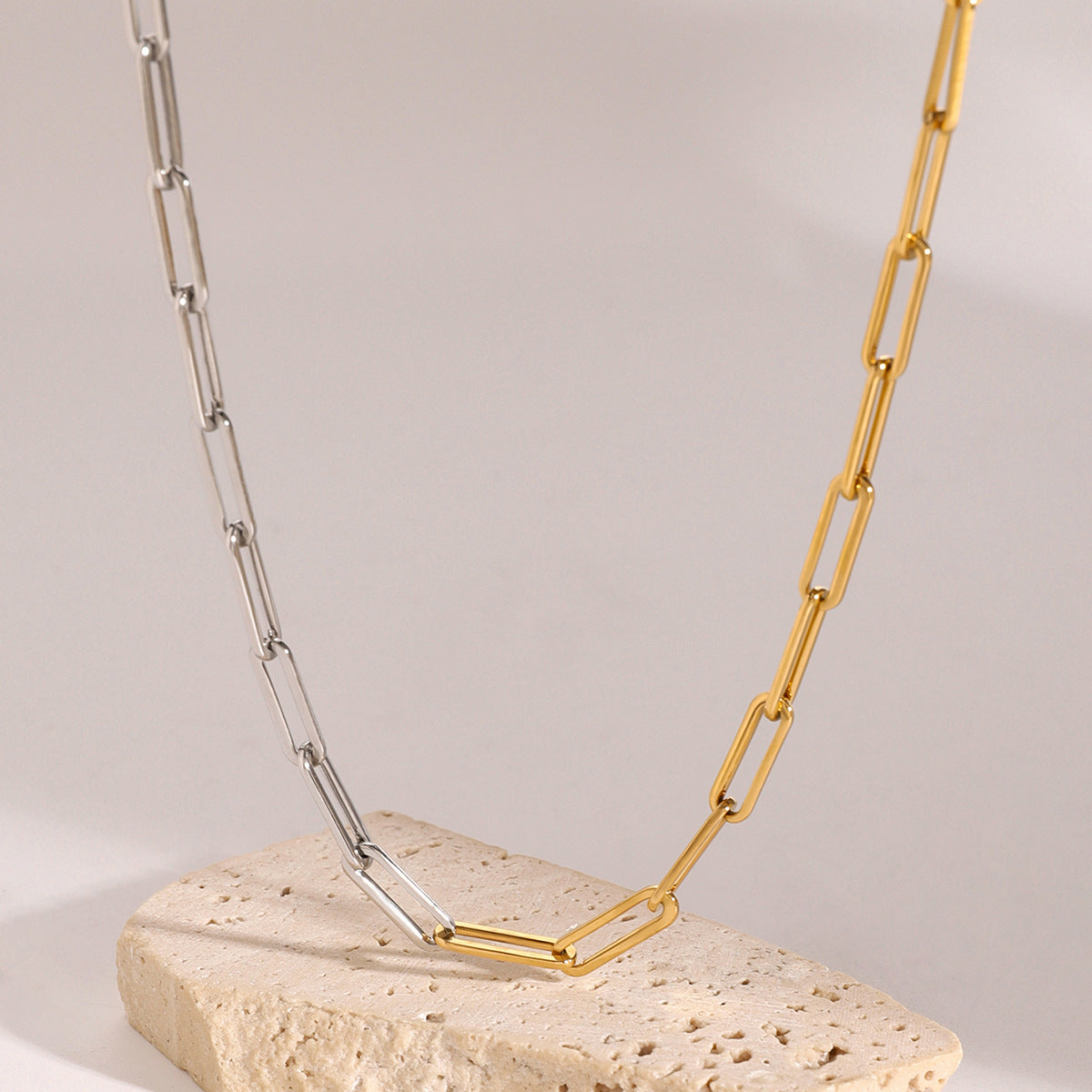 Wholesale 18k gold stainless steel gold and silver color matching cross chain necklace