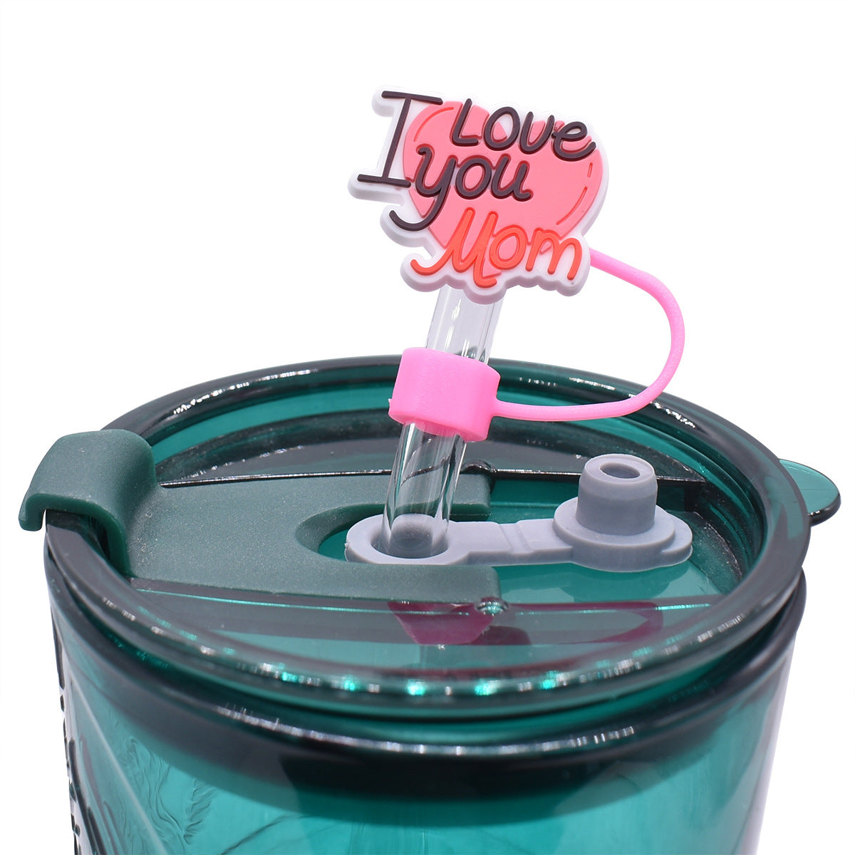 Wholesale Random 10mm 100pcs Mother's Day Straw Tube Cap Soft Glue Straw Decoration Straw Cover ACC-SCR-RYY030